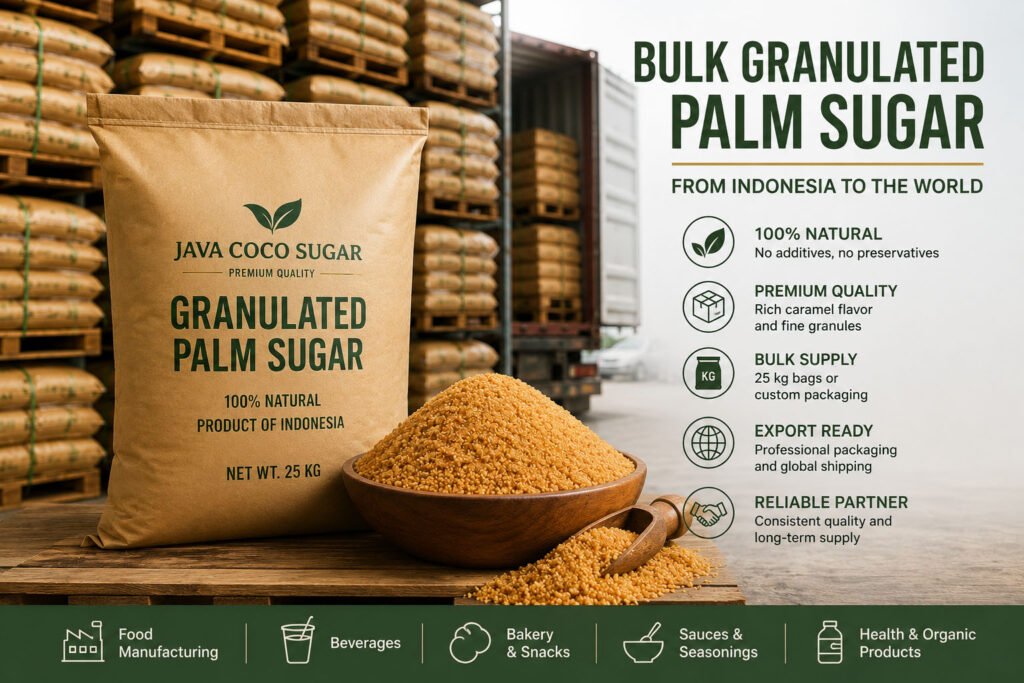 Bulk granulated palm sugar from Indonesia for export and wholesale